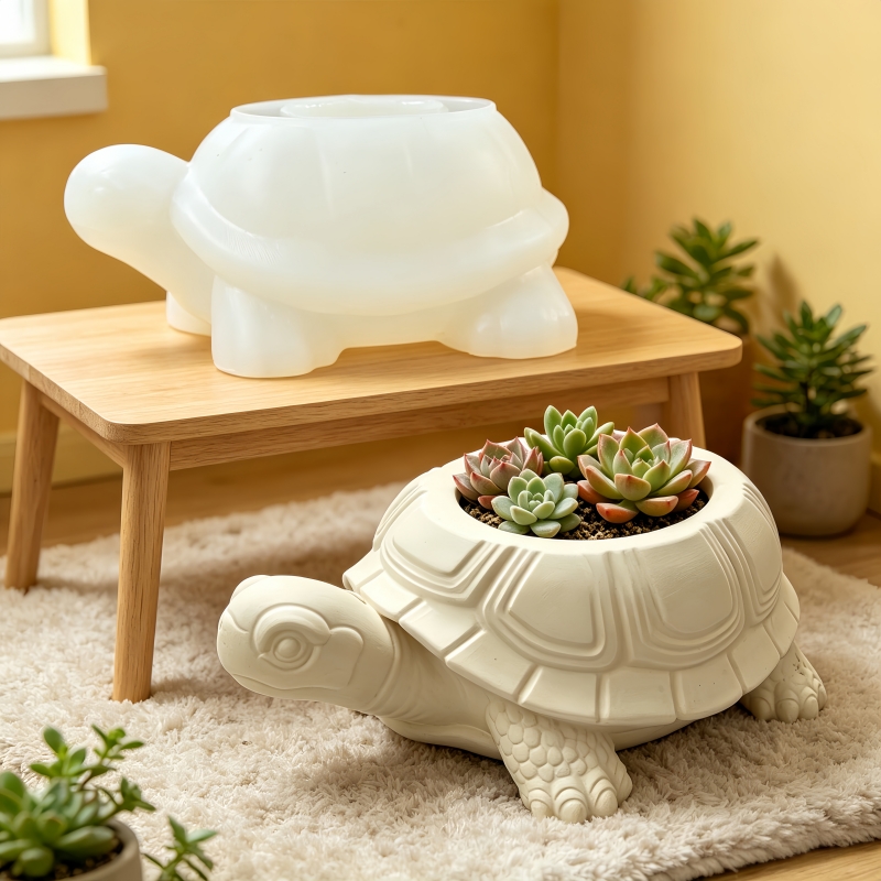 Potsticker Mold - แม่พิมพ์เรซิ่นซิลิโคนรูปเต่าสำหรับกระถางต้นไม้ กระถางดอกไม้ กล่องเก็บของรูปเต่าน่ารัก แม่พิมพ์คอนกรีตยิปซัม
