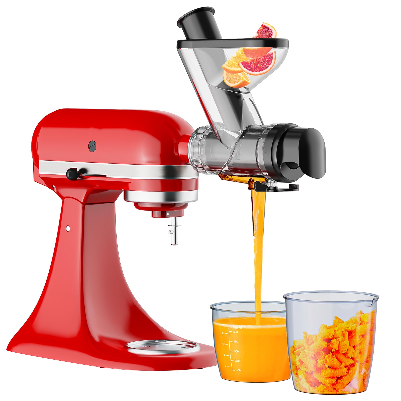 Kitchenaid Mixer Hand Mixer - อุปกรณ์เสริมเครื่องคั้นน้ำผลไม้แบบหมุน Gvode สำหรับเครื่องผสมอาหารแบบตั้งพื้นเครื่องคั้นน้ำผลไม้แบบกดเย็นช้าพร้อมรางป้อนคู่