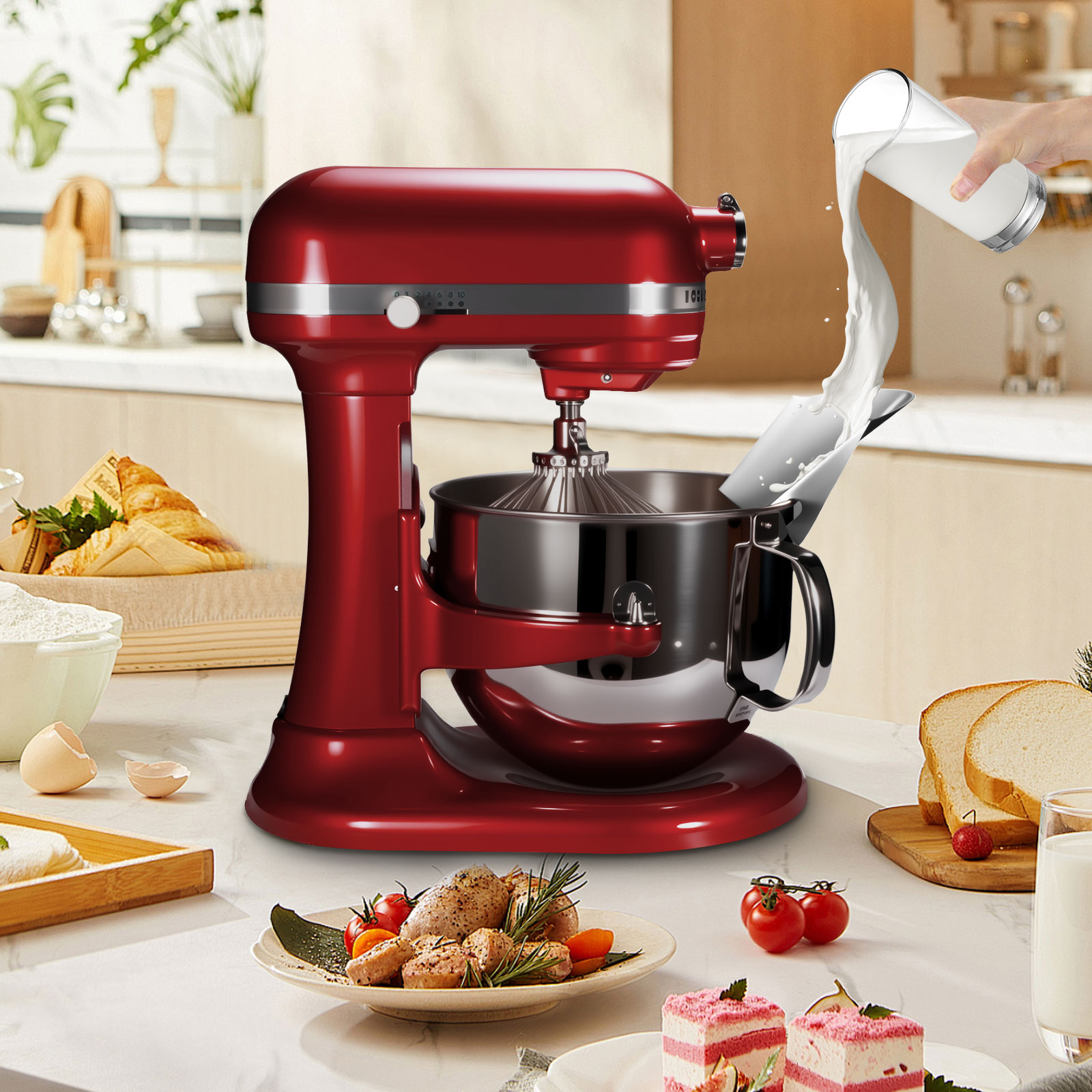 ที่กันหกของเหลวสแตนเลส 1 ชิ้น  - Kitchenaid Mixer Hand Mixer บทวิจารณ์และราคา